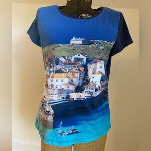 Boden 100% Cotton Blue Scenic PrintTee